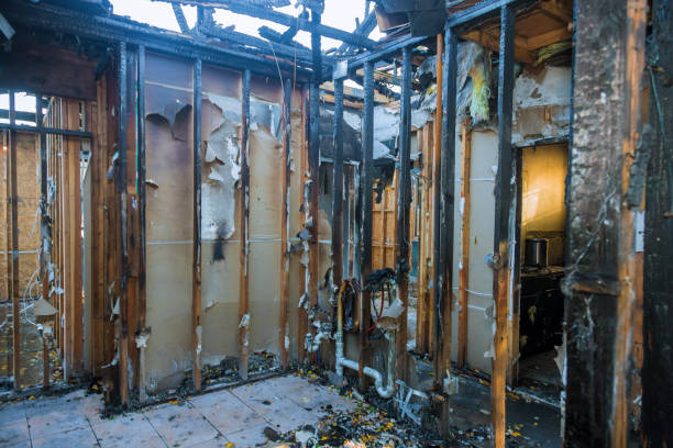 Professional Emergency Fire Damage Restoration technician working in Burlington, NJ